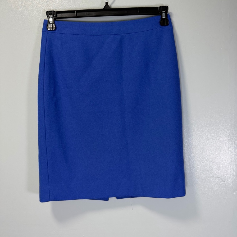 J. Crew Vibrant Royal Blue Wool Blend The Pencil Skirt Sz 2